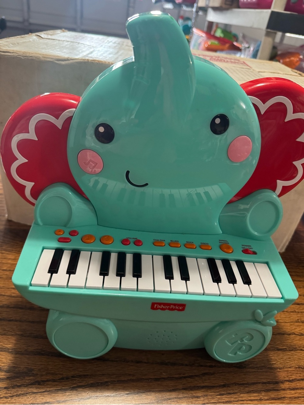 Fisher-Price Teal Elephant Musical Piano with Red Ears